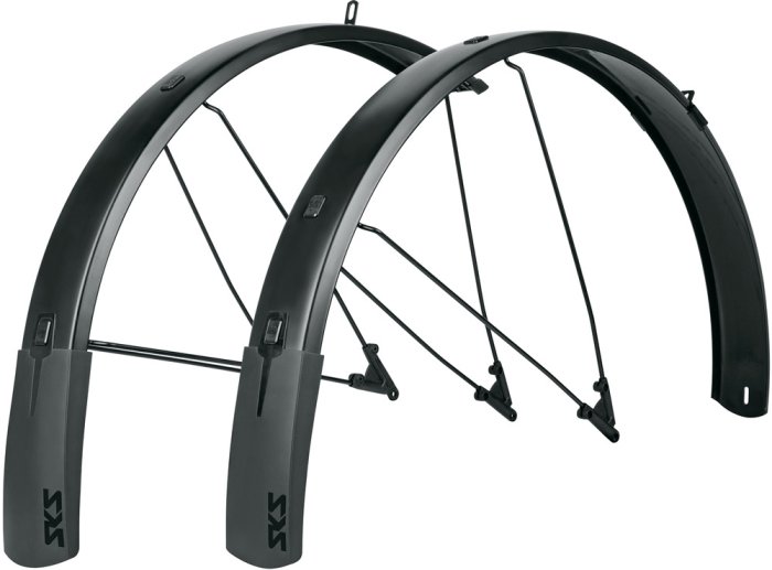 Щиток велосипедный SKS Bluemels Style 28", перед+зад (черный, 75мм)