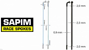 Спица Sapim CX-Ray серебристая с серебристым алюминиевым Polyax 14мм ниппелем, 20шт.