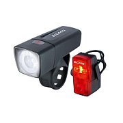 Набор Фонарь велосипедный Sigma AURA 25 черный + CUBIC